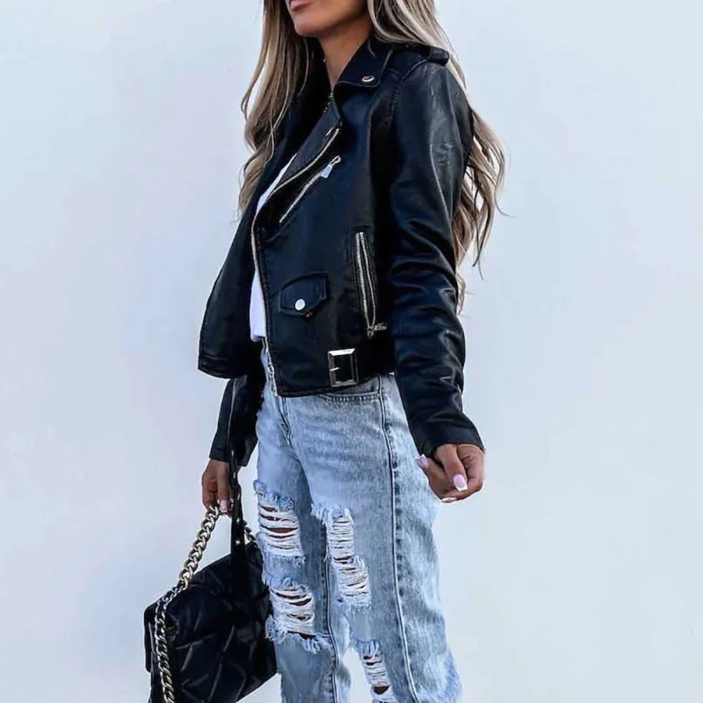 Ardena | Women’s Faux Leather Button Jacket