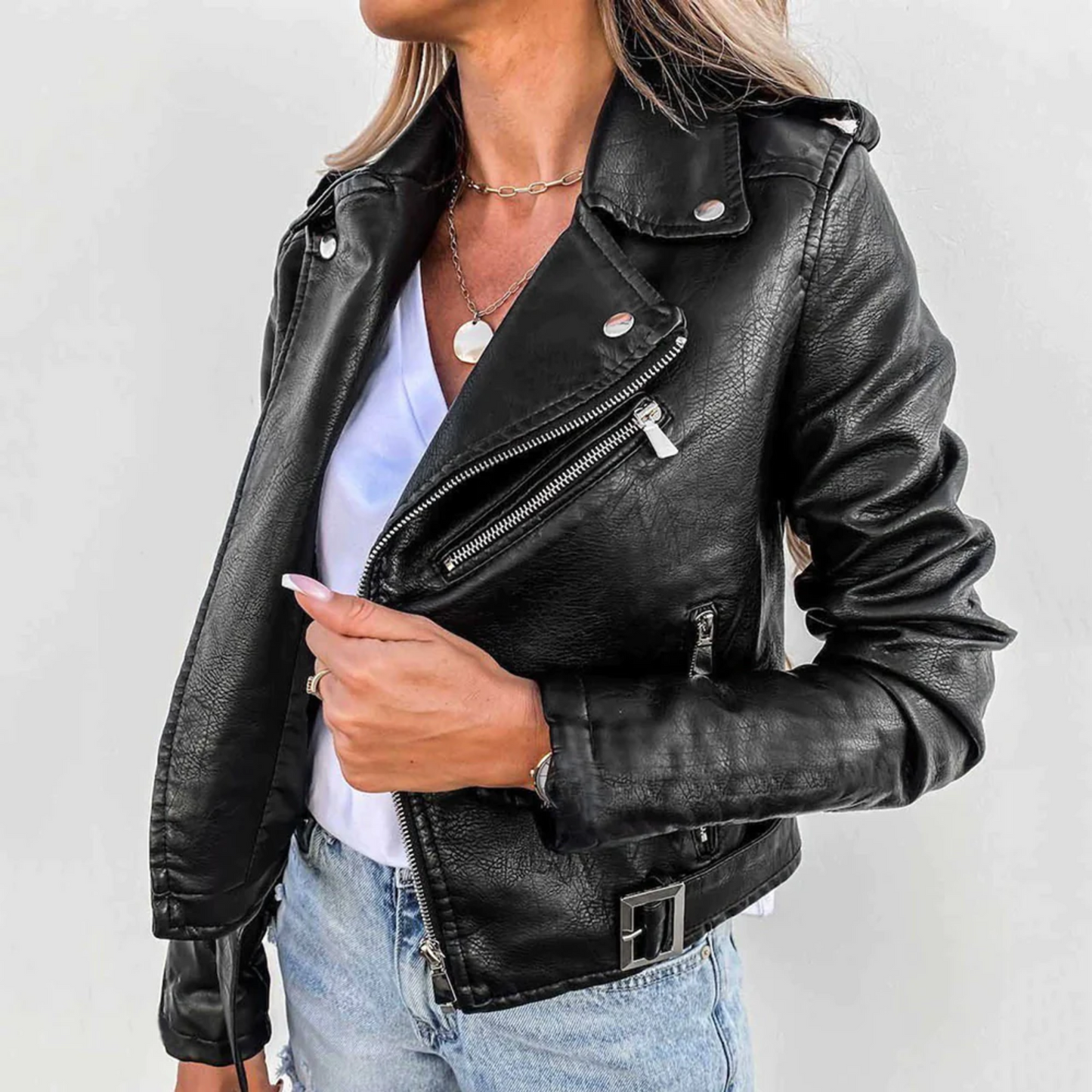 Ardena | Women’s Faux Leather Button Jacket
