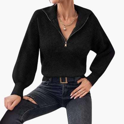 Velma | Women’s Half-Zip Rib Knit Sweater