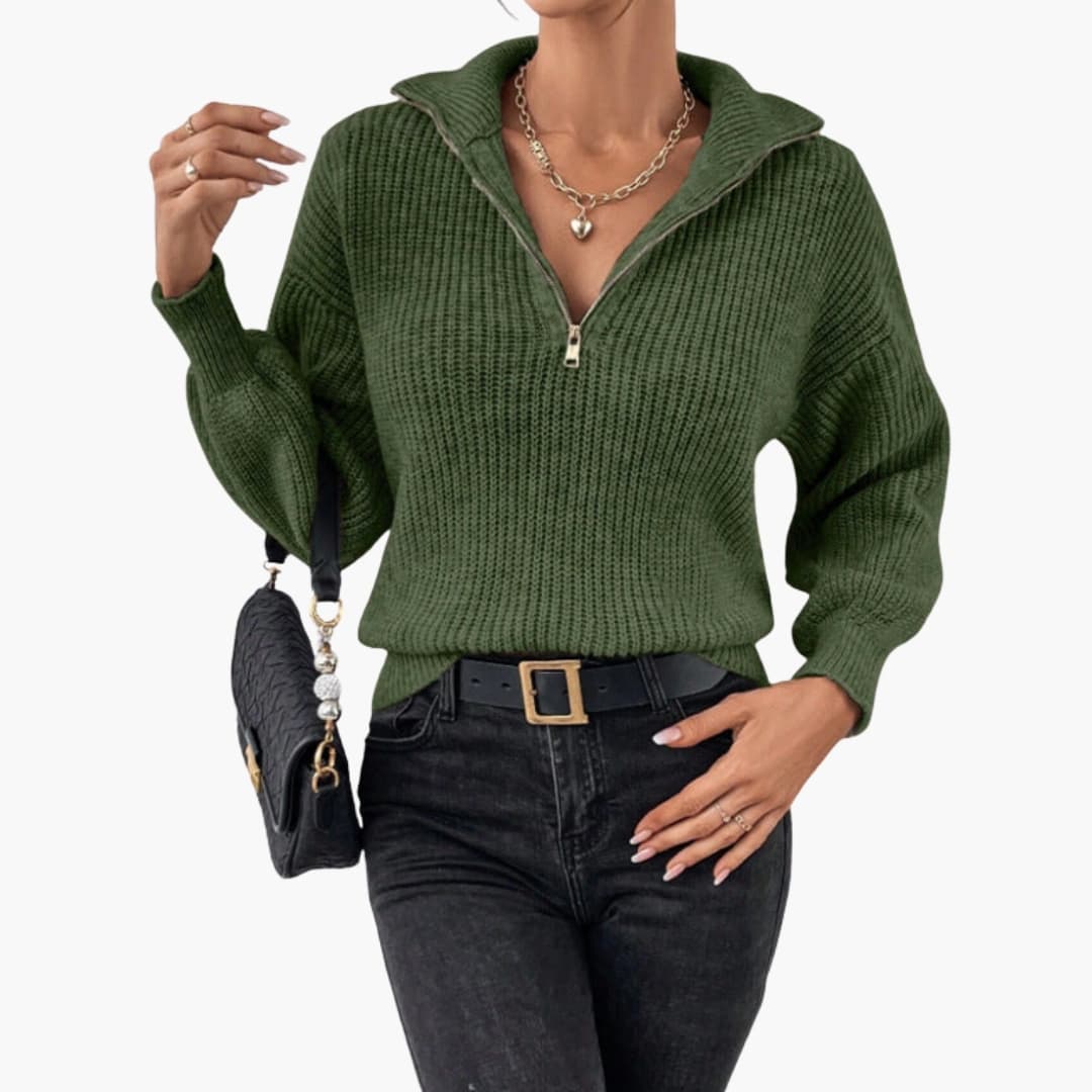 Velma | Women’s Half-Zip Rib Knit Sweater