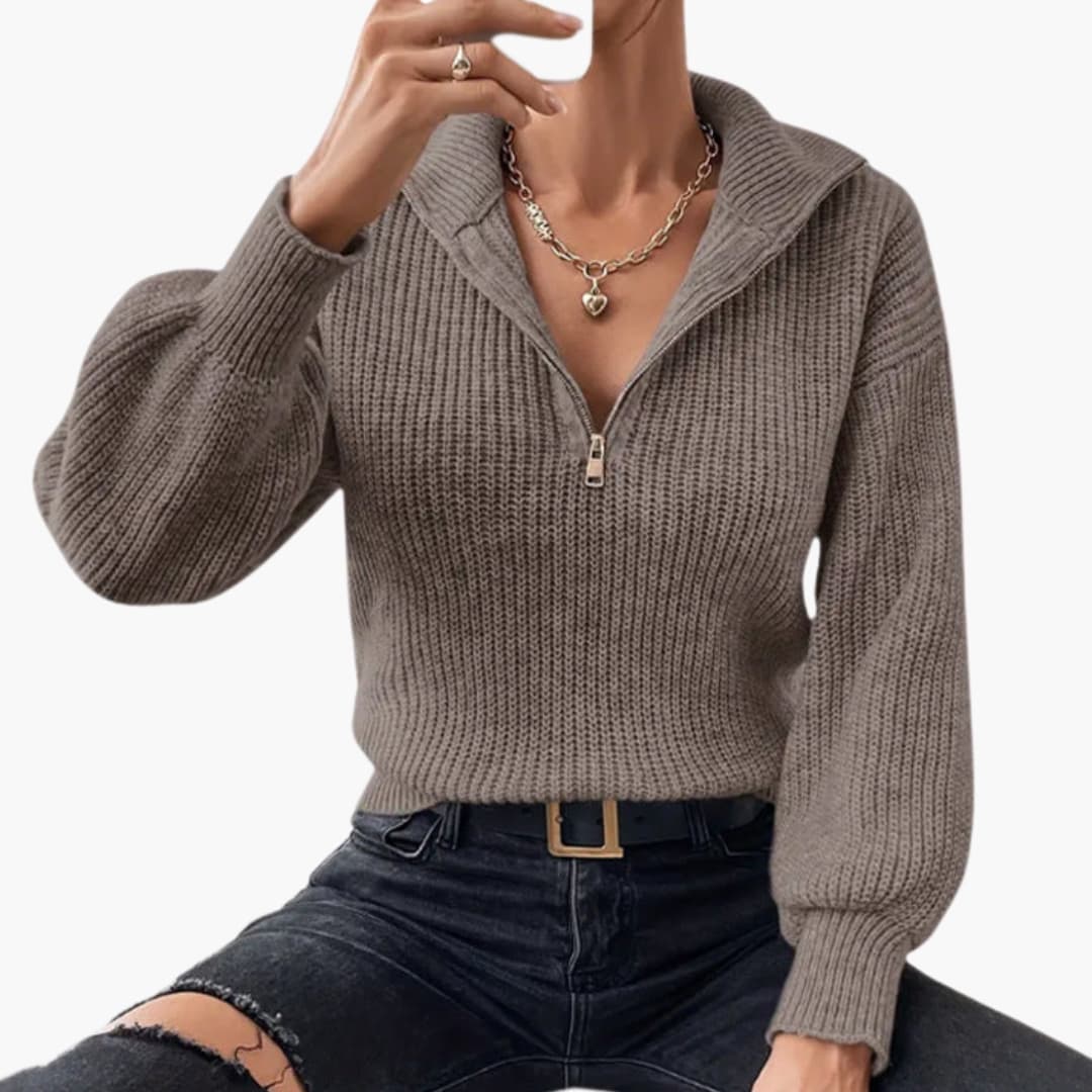 Velma | Women’s Half-Zip Rib Knit Sweater