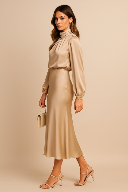 Elviane | Women’s High-Neck Midi Dress