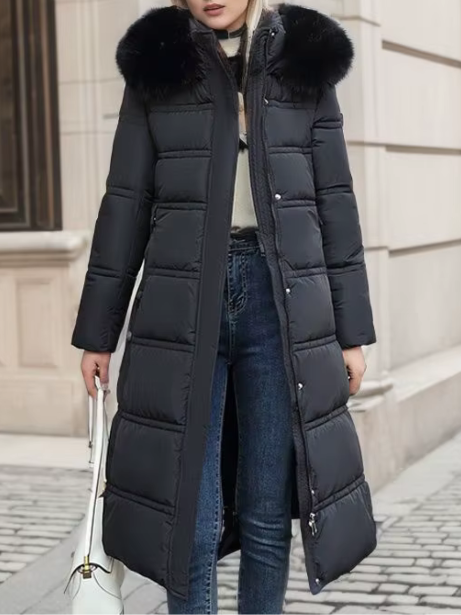 Alodia | Women’s Long Insulated Winter Jacket with Faux Fur Collar
