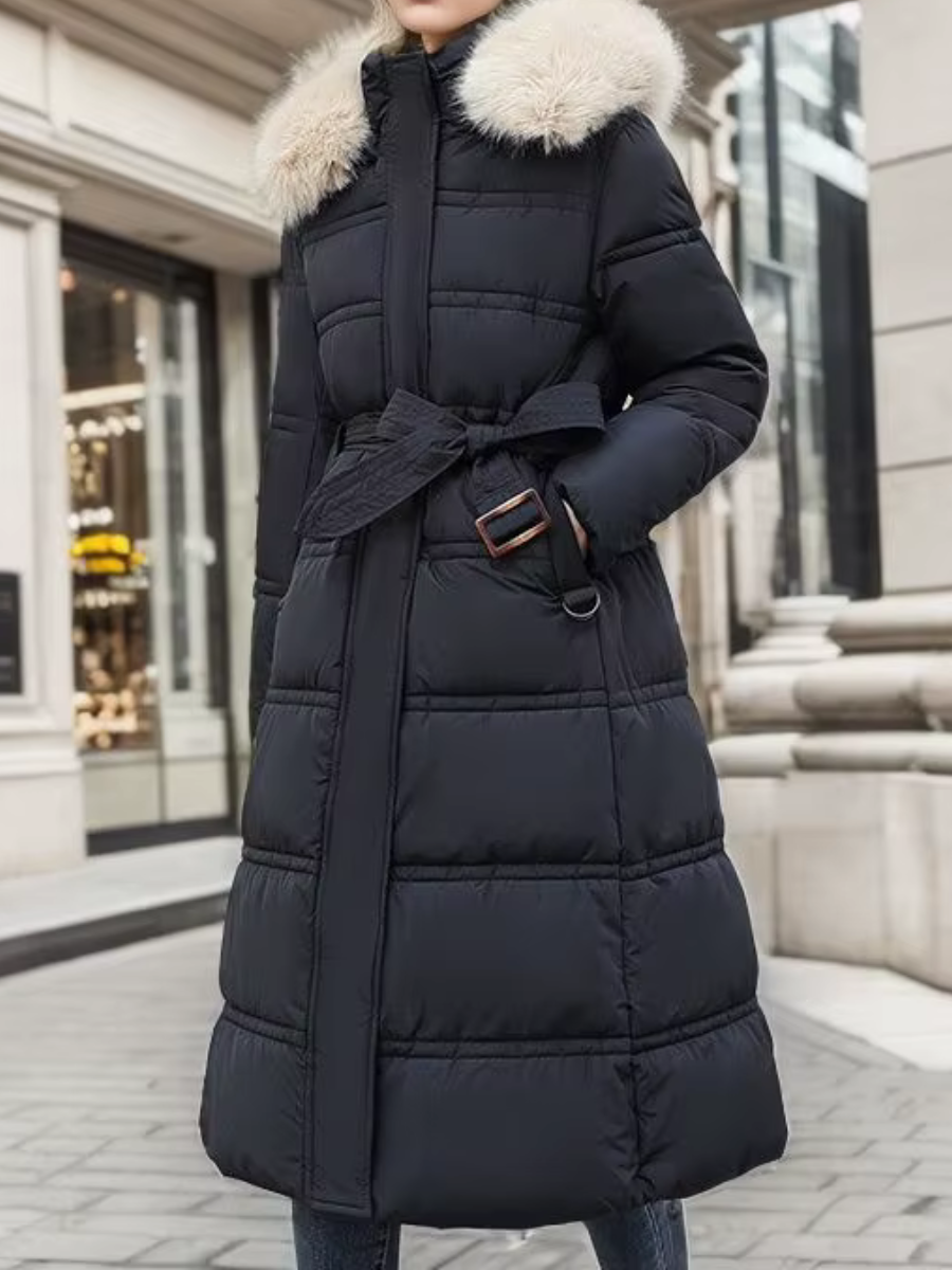 Alodia | Women’s Long Insulated Winter Jacket with Faux Fur Collar
