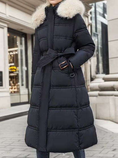 Alodia | Women’s Long Insulated Winter Jacket with Faux Fur Collar