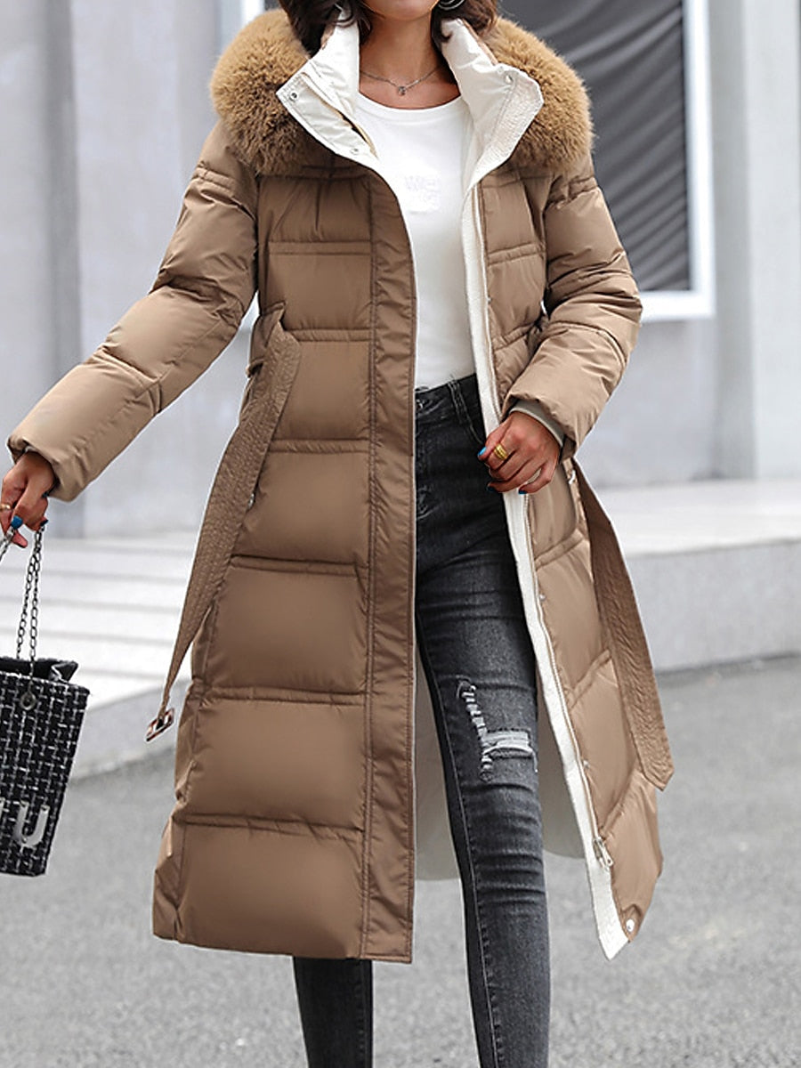 Alodia | Women’s Long Insulated Winter Jacket with Faux Fur Collar