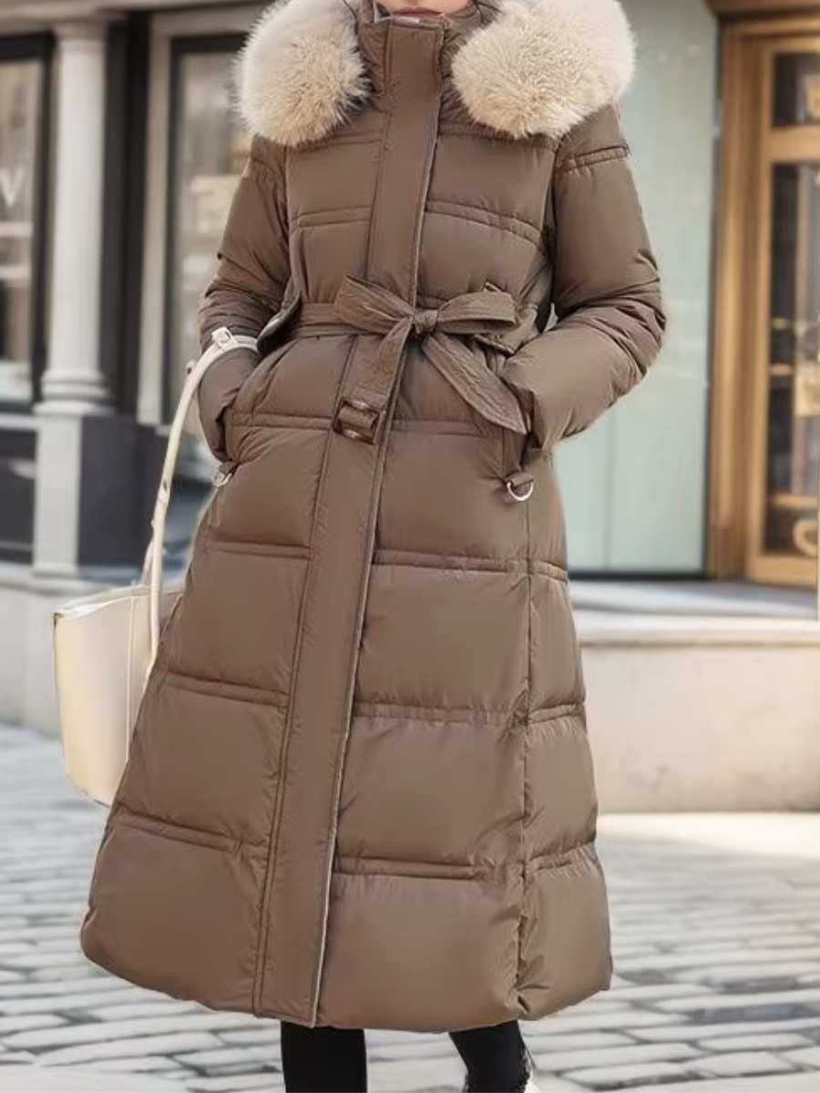 Alodia | Women’s Long Insulated Winter Jacket with Faux Fur Collar