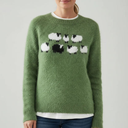 Woolenzy | Men’s Novelty Sheep Graphic Crewneck Sweater