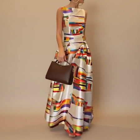 Zarelle | Women’s Sleeveless Geometric A-Line Midi Dress