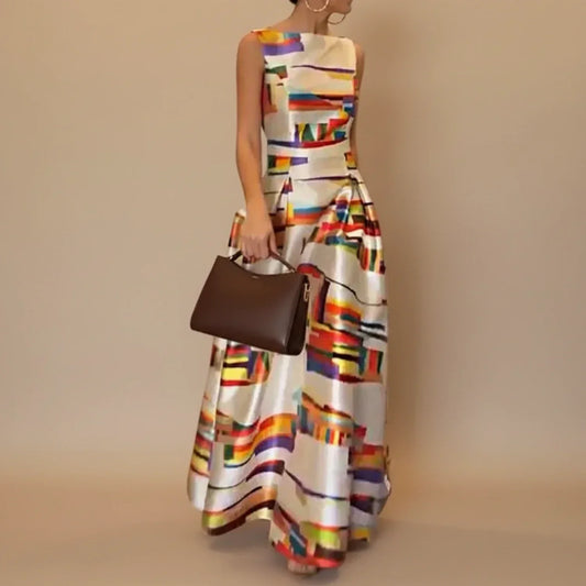 Zarelle | Women’s Sleeveless Geometric A-Line Midi Dress