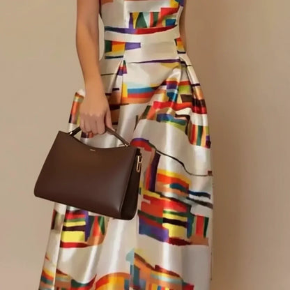 Zarelle | Women’s Sleeveless Geometric A-Line Midi Dress