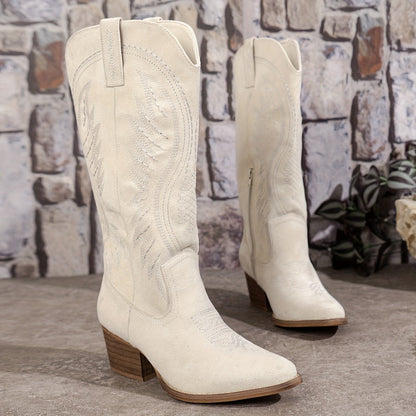Zaviera | Women’s Suede Western Block Heel Boots