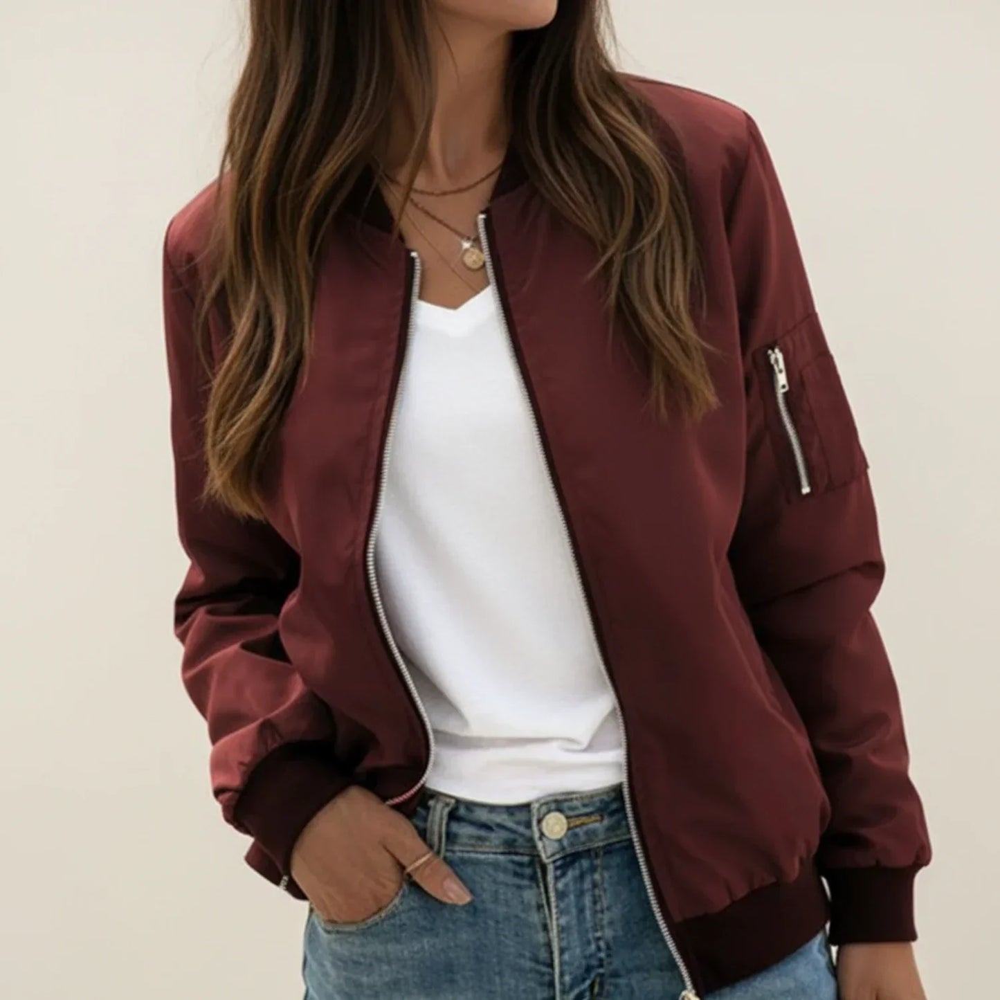 Zelvra | Women’s Zip-Up Bomber Jacket