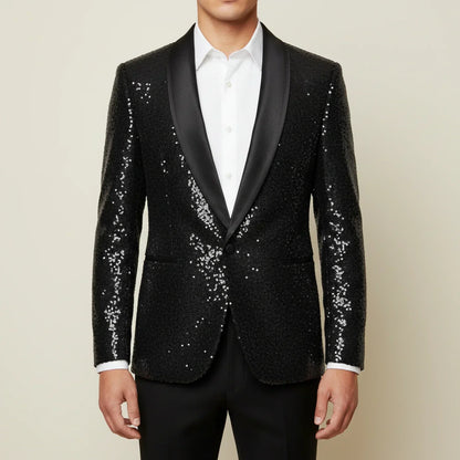 Zolly | Men’s Slim Fit Sequin Shawl Lapel Blazer