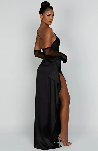 Liliana | Women’s One Shoulder Satin Maxi Dress