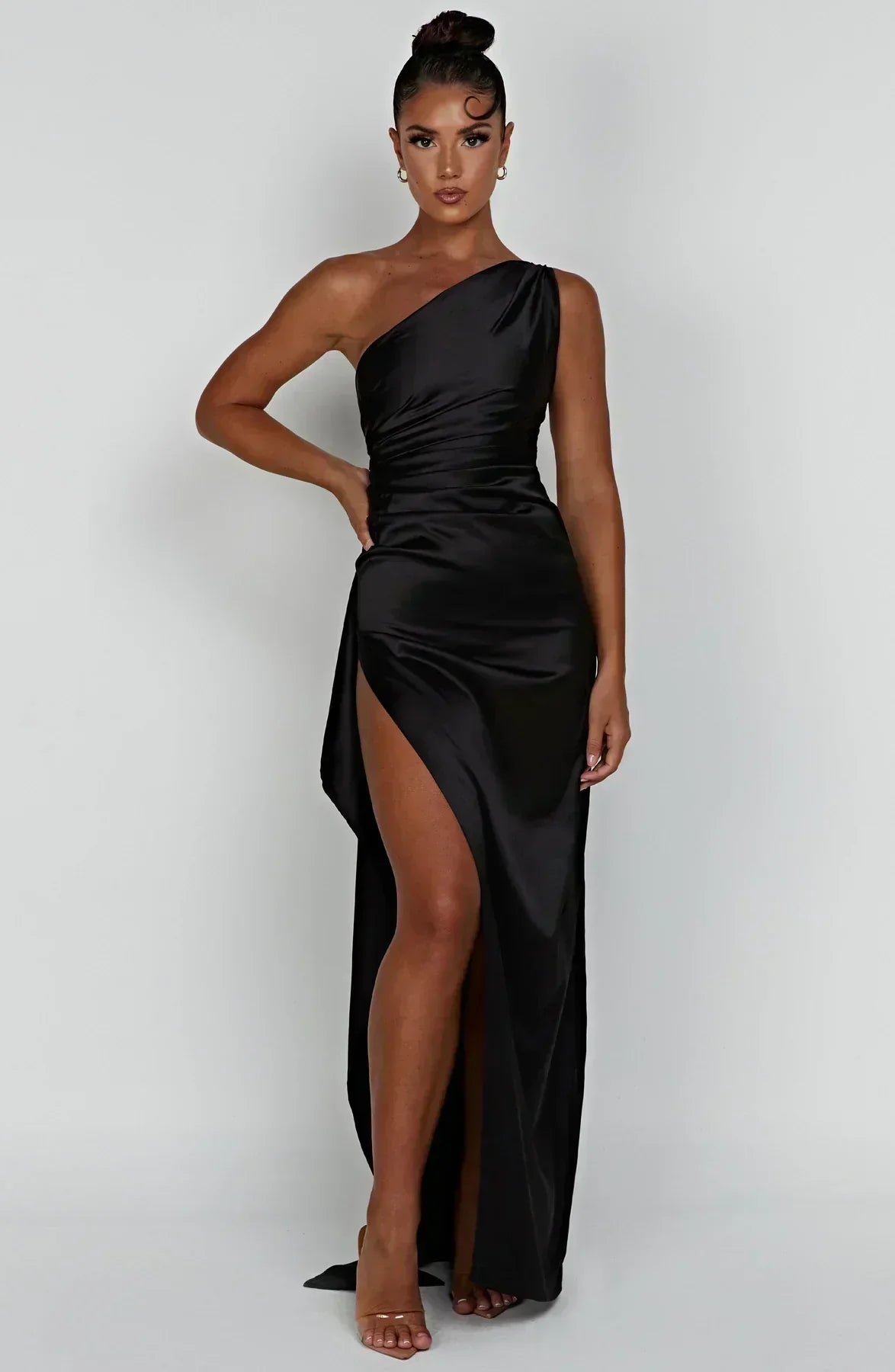 Liliana | Women’s One Shoulder Satin Maxi Dress