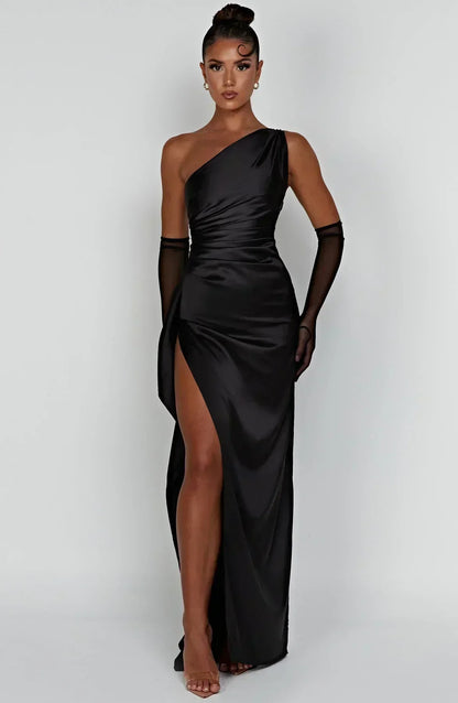 Liliana | Women’s One Shoulder Satin Maxi Dress