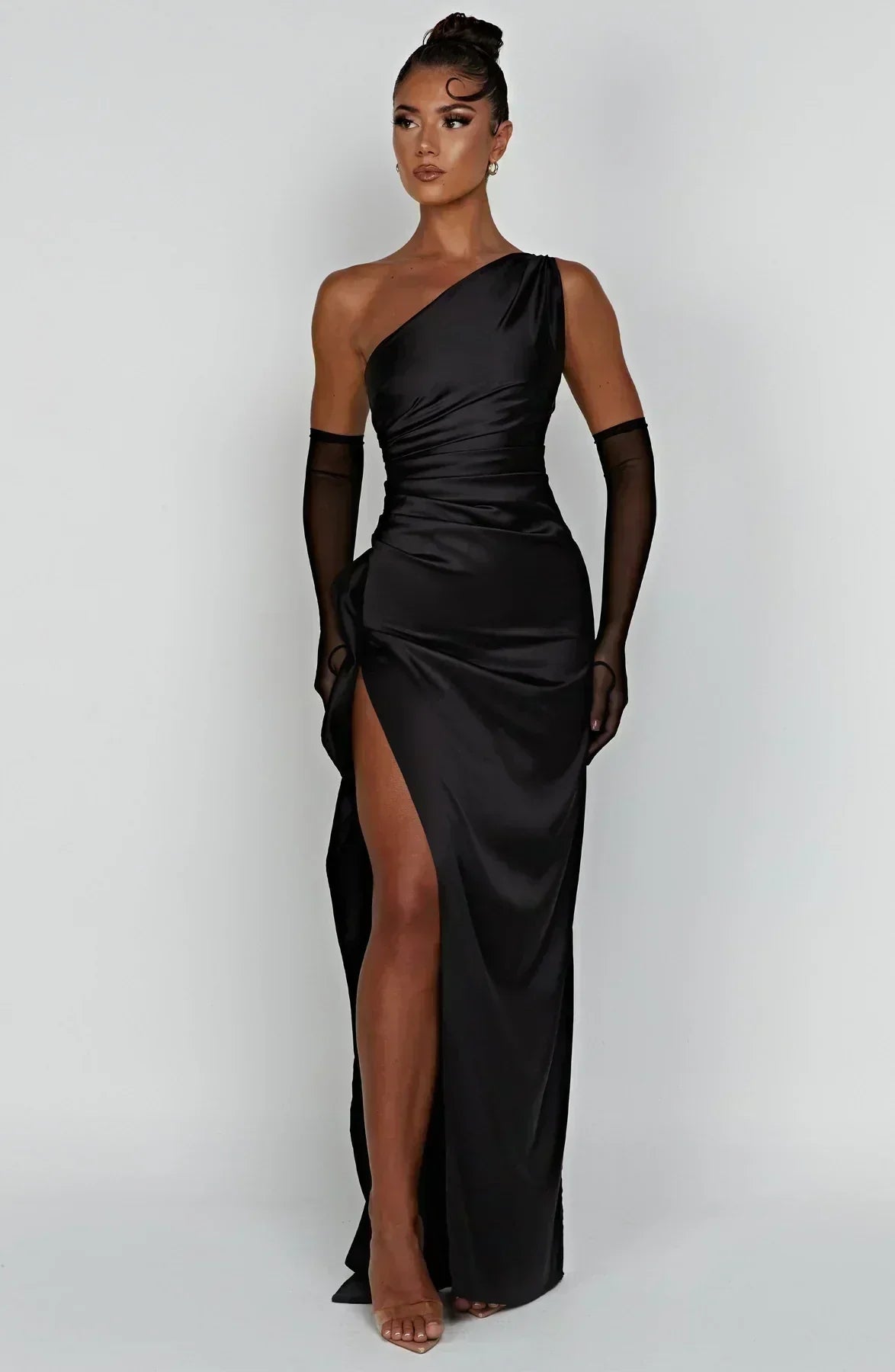 Liliana | Women’s One Shoulder Satin Maxi Dress