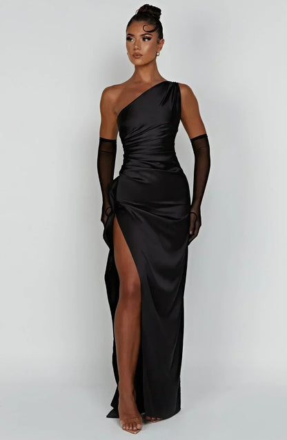Liliana | Women’s One Shoulder Satin Maxi Dress
