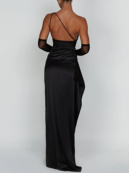 Serra | Women’s One Shoulder Satin Maxi Dress