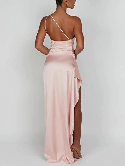 Serra | Women’s One Shoulder Satin Maxi Dress