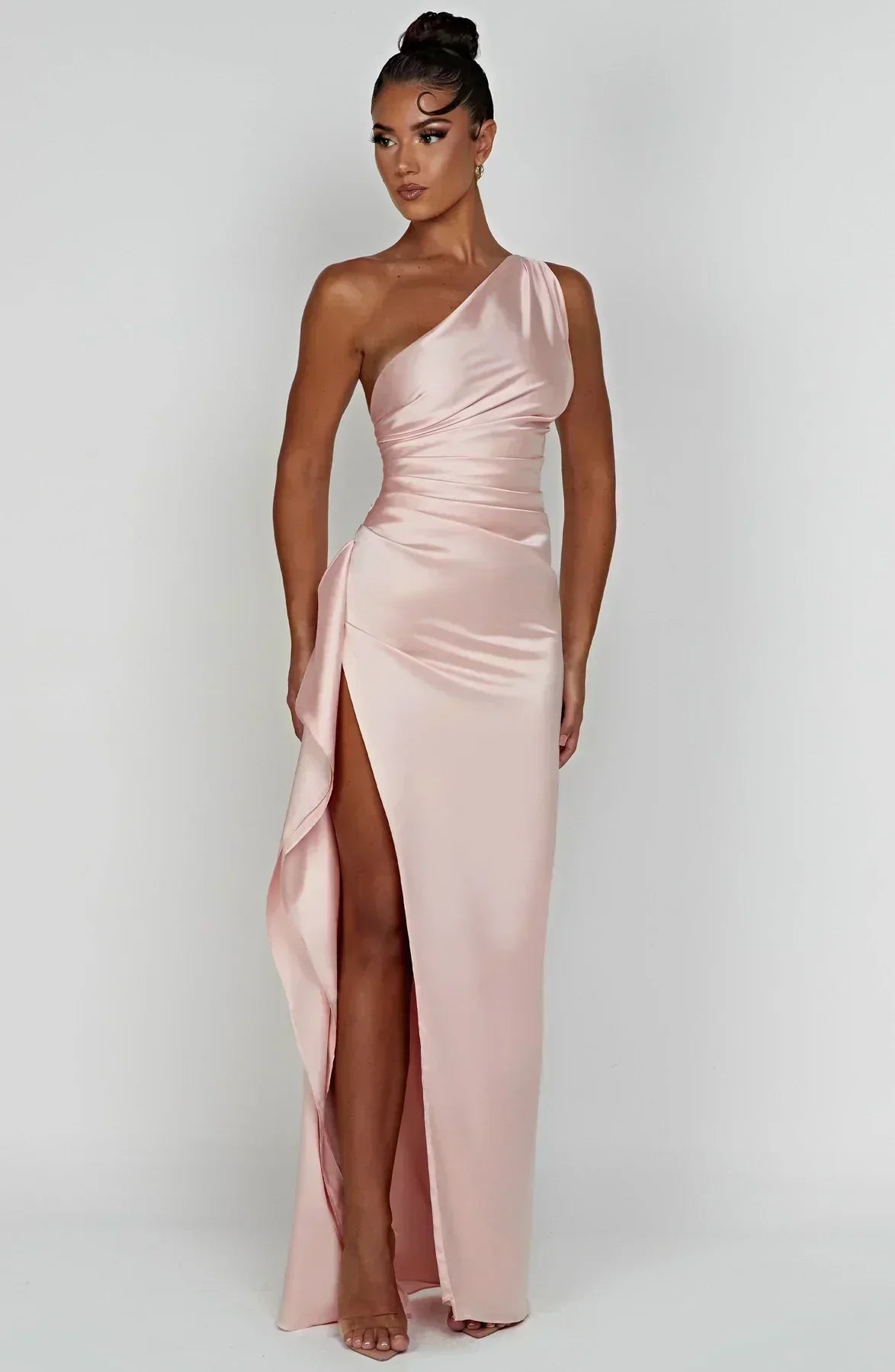Liliana | Women’s One Shoulder Satin Maxi Dress