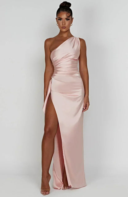 Liliana | Women’s One Shoulder Satin Maxi Dress