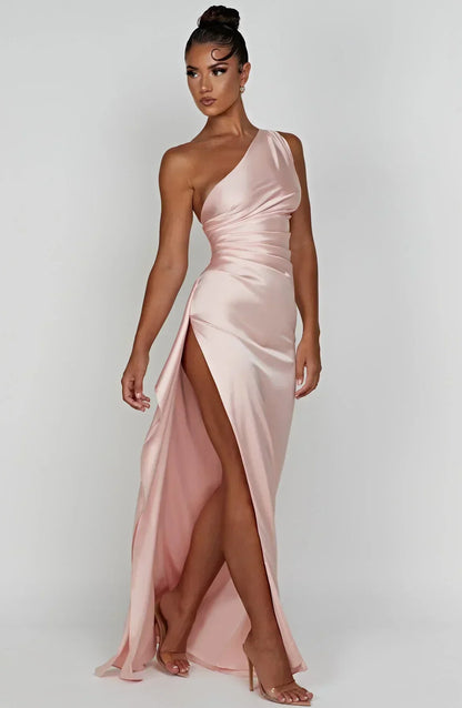 Liliana | Women’s One Shoulder Satin Maxi Dress