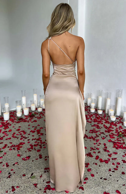 Liliana | Women’s One Shoulder Satin Maxi Dress