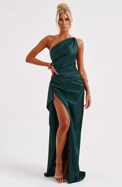 Liliana | Women’s One Shoulder Satin Maxi Dress