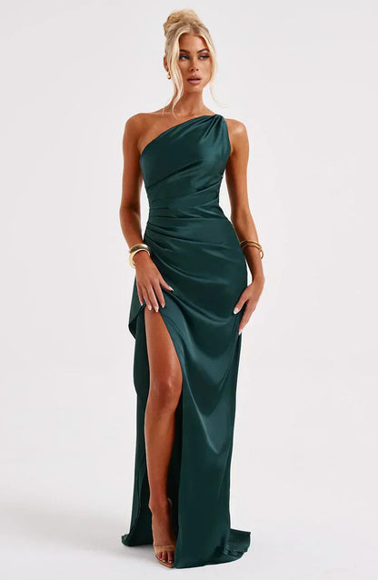 Liliana | Women’s One Shoulder Satin Maxi Dress