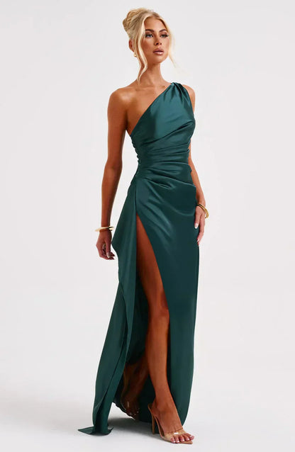 Liliana | Women’s One Shoulder Satin Maxi Dress