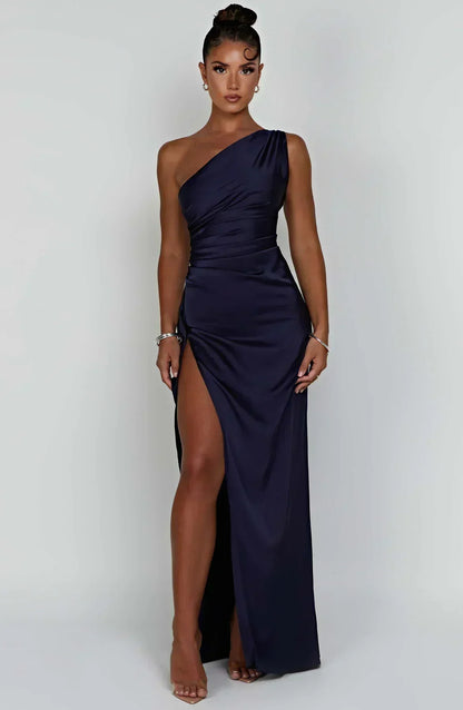 Liliana | Women’s One Shoulder Satin Maxi Dress