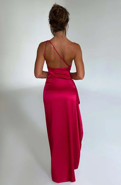Liliana | Women’s One Shoulder Satin Maxi Dress
