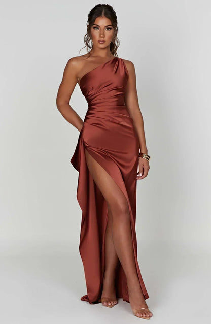 Liliana | Women’s One Shoulder Satin Maxi Dress