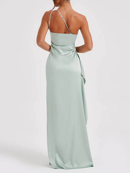Serra | Women’s One Shoulder Satin Maxi Dress