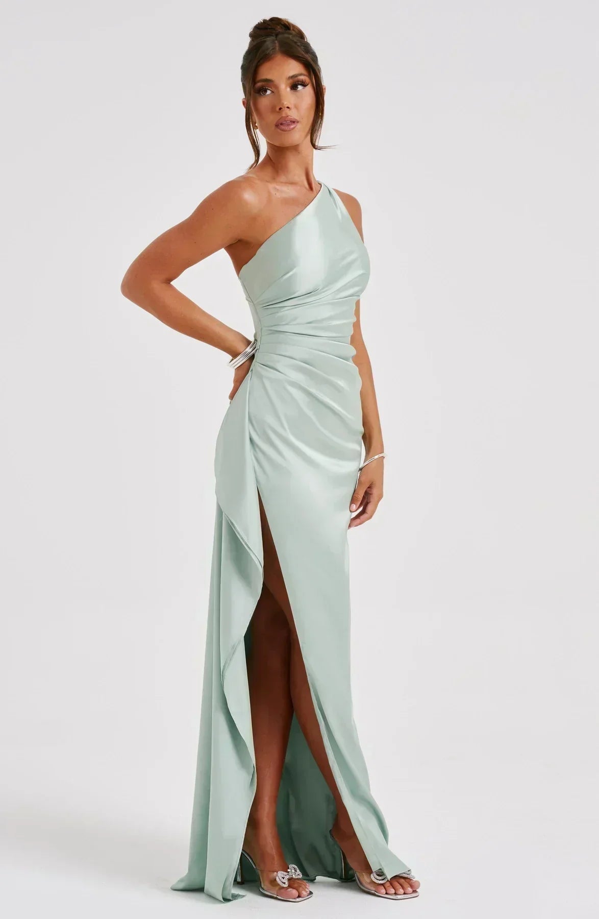 Liliana | Women’s One Shoulder Satin Maxi Dress