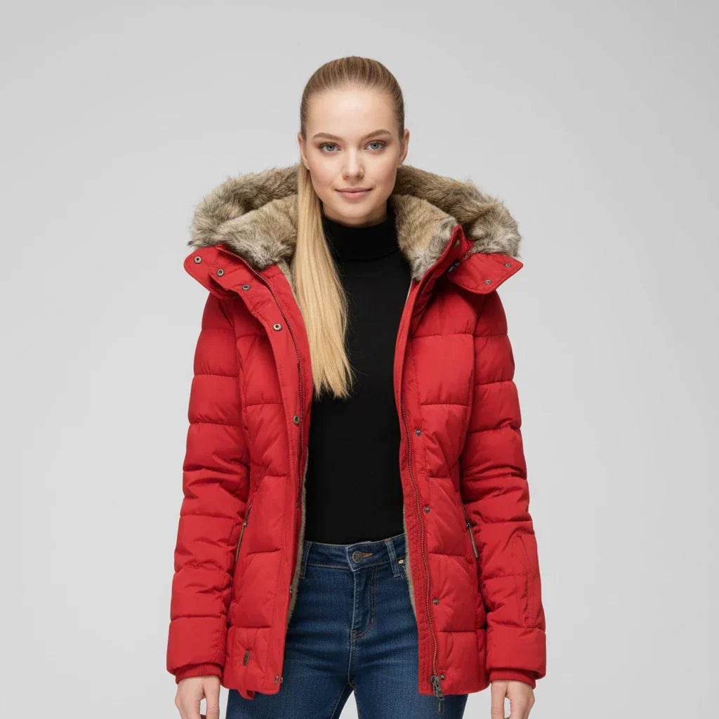 Jessa | Women’s Quilted Faux Fur Hood Puffer Jacket