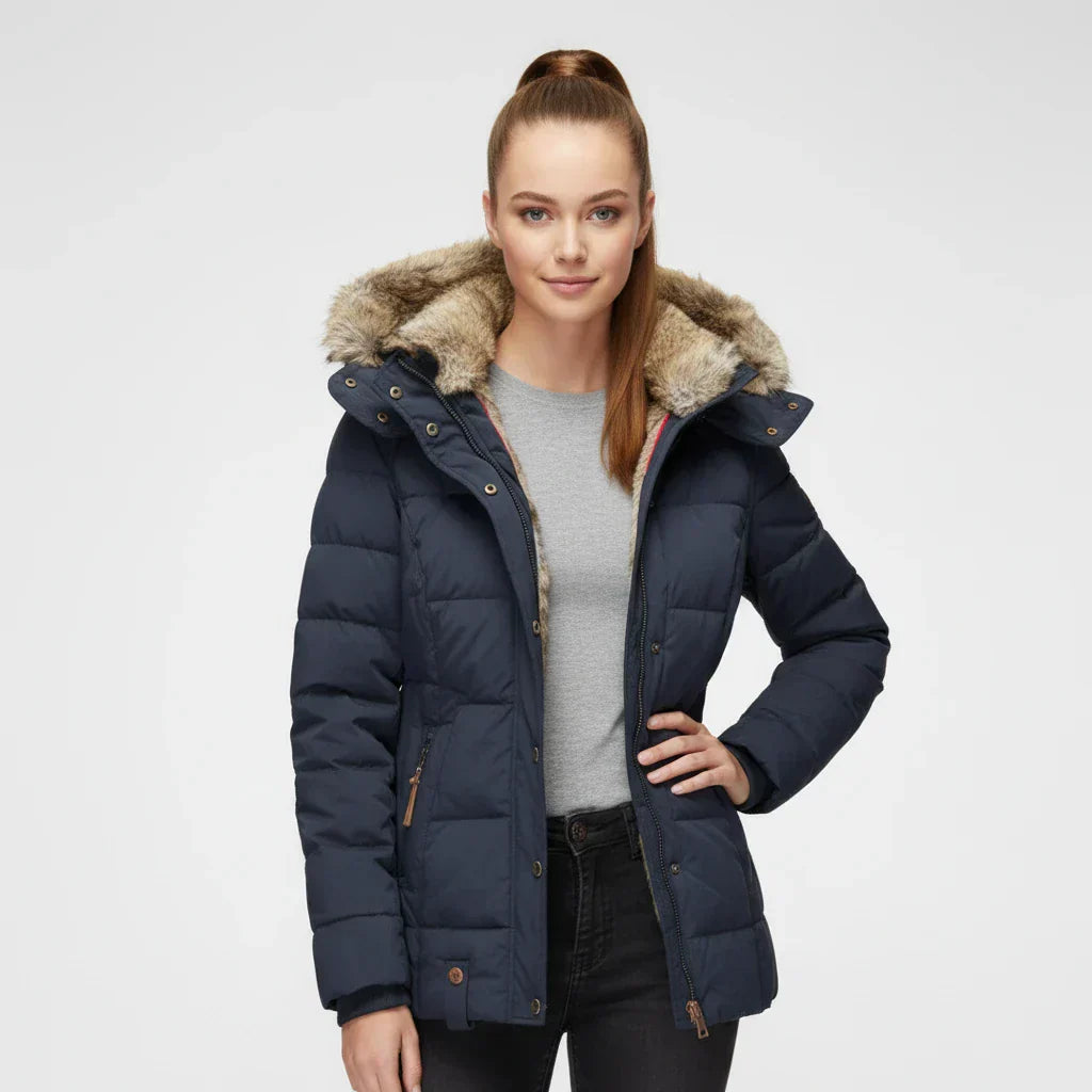 Jessa | Women’s Quilted Faux Fur Hood Puffer Jacket