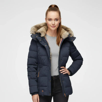 Jessa | Women’s Quilted Faux Fur Hood Puffer Jacket