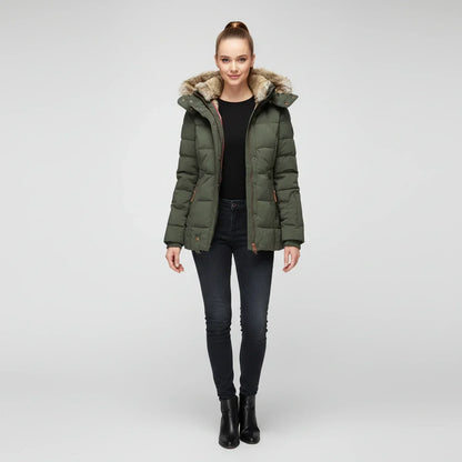 Jessa | Women’s Quilted Faux Fur Hood Puffer Jacket