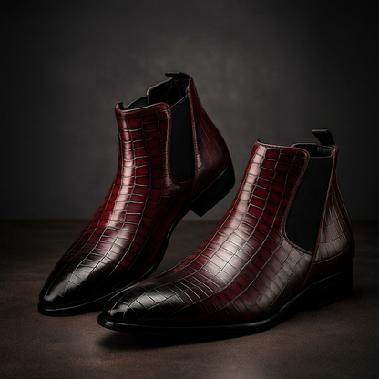 Taryne | Men’s Snakeskin Textured Chelsea Boots