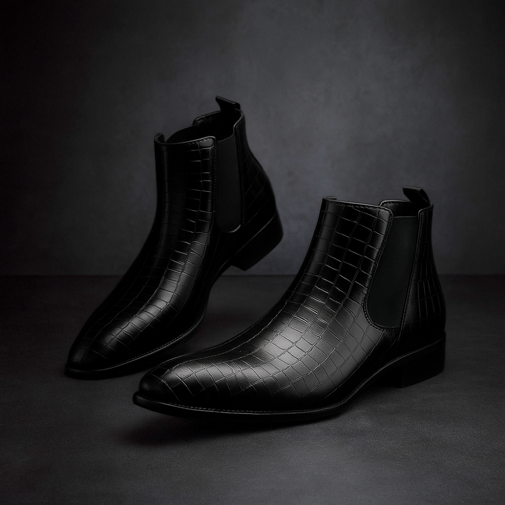 Taryne | Men’s Snakeskin Textured Chelsea Boots