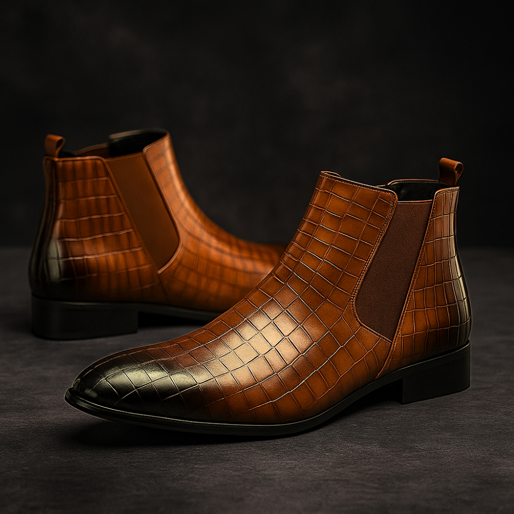 Taryne | Men’s Snakeskin Textured Chelsea Boots