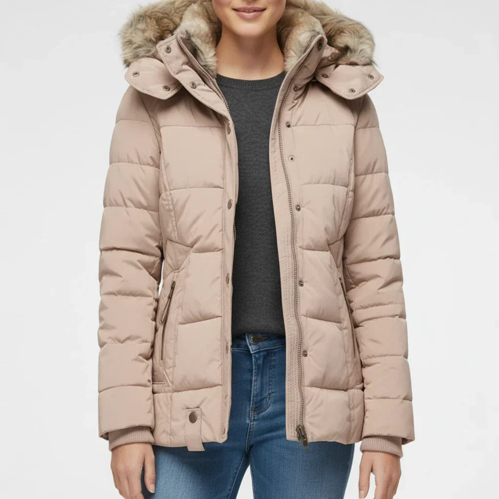 Jessa | Women’s Quilted Faux Fur Hood Puffer Jacket