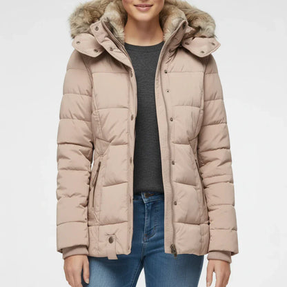 Jessa | Women’s Quilted Faux Fur Hood Puffer Jacket