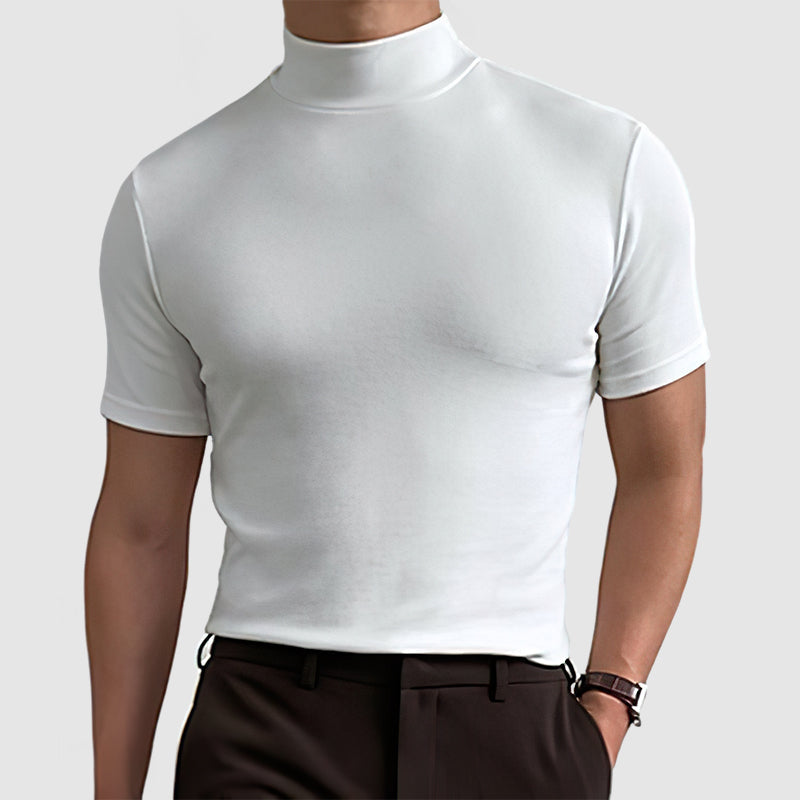 Caviron | Men’s Mock Neck Short Sleeve Fitted Shirt
