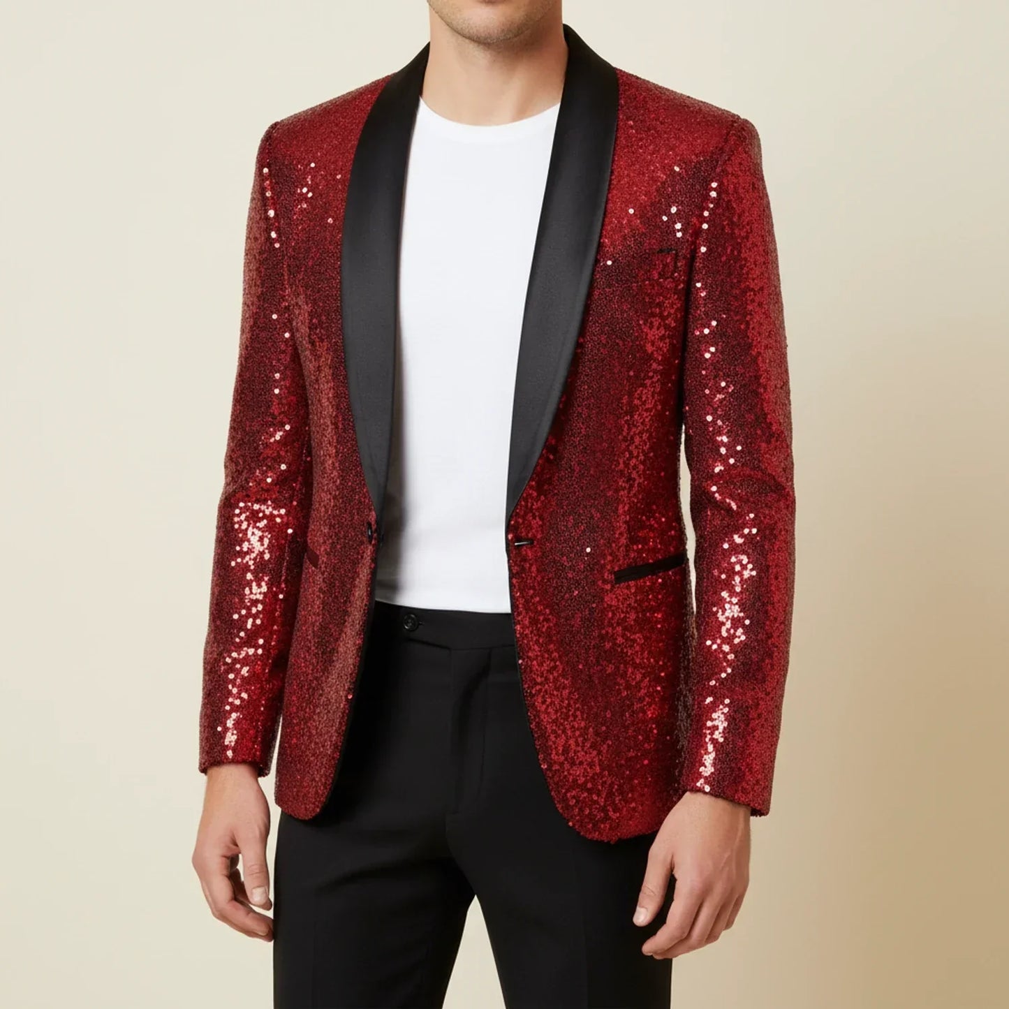 Zolly | Men’s Slim Fit Sequin Shawl Lapel Blazer