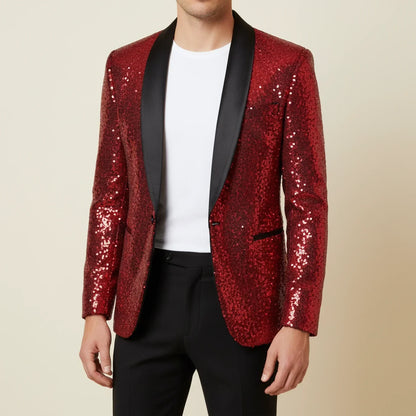 Zolly | Men’s Slim Fit Sequin Shawl Lapel Blazer
