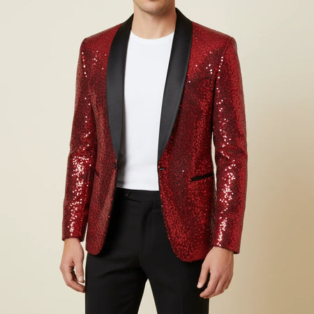 Zolly | Men’s Slim Fit Sequin Shawl Lapel Blazer